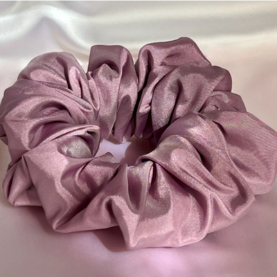 Rose pink taffeta scrunchie