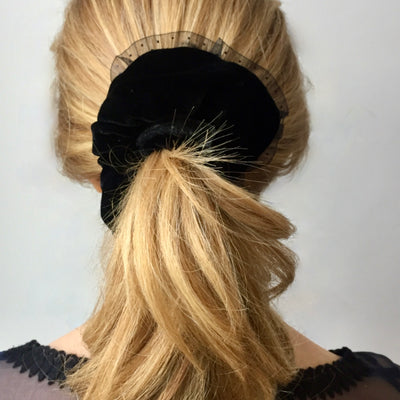 Ebony Velvet Organdie Scrunchie